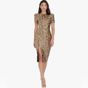 NWT Dress the Population Women's Natasha Bodycon Midi Dress Size XL 12-14